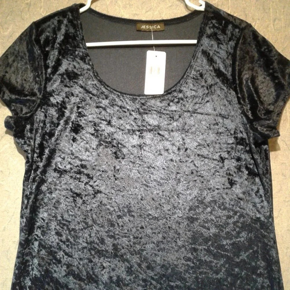 Jessica Women's Blue Crushed Velvet Dress  NWT Size Medium - Picture 2 of 5